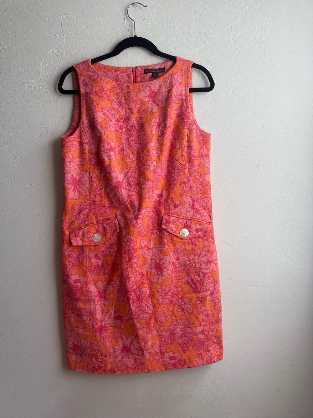 Brook brothers Bright Pink & Orange Floral Sleeveless Shift Dress